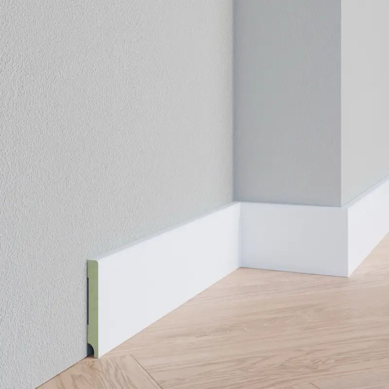 Voordeelprijs Gladde plint 9010 - MDF v313 - 9 x 90 mm